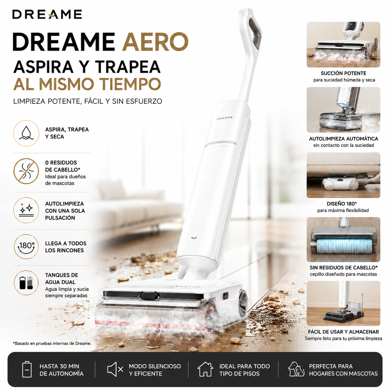 Aspiradora Dreame Aero 2 en 1 - Aspira y Trapea al Mismo Tiempo