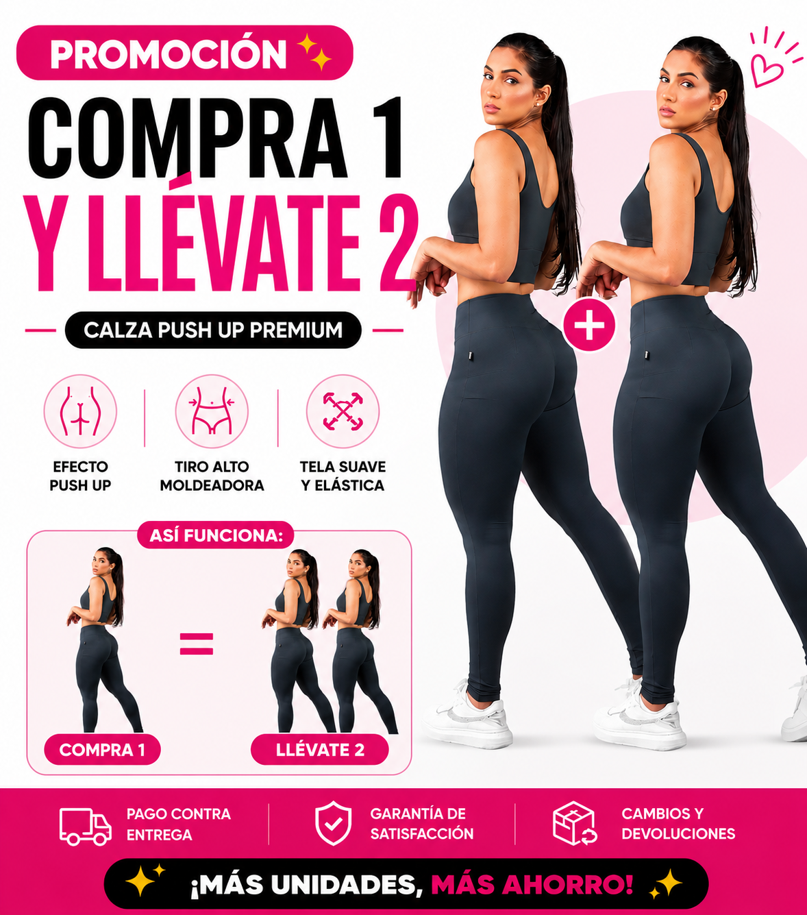 PROMOCIÓN 2x1 - Calza Premium de Tiro Alto Moldeadora y Push Up