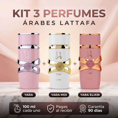 Kit 3 Perfumes Árabes Mujer | Yara + Yara Moi + Yara Elixir Lattafa 100ml