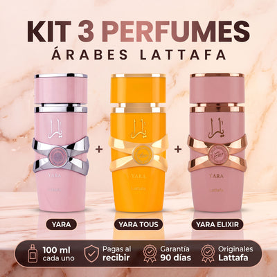 Kit 3 Perfumes Árabes Mujer | Yara + Yara Tous + Yara Elixir Lattafa 100ml